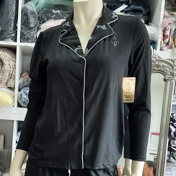 NEW Baby Phat Ladies Black Loungewear Pajama Top & Pants Set Sz Large - Picture 5 of 16